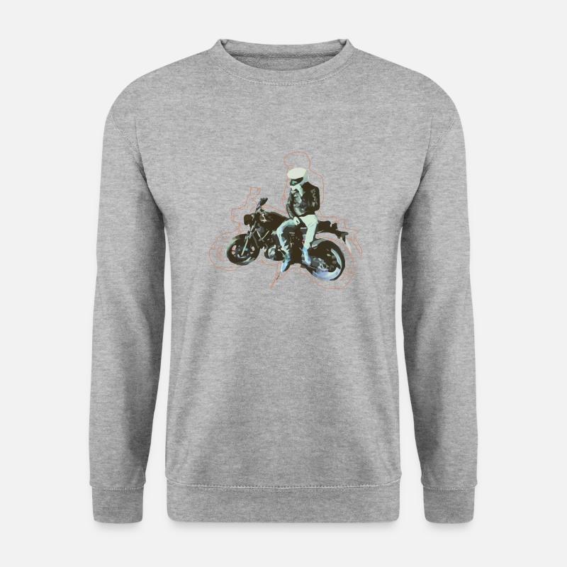 Motorrad Fahrer - Unisex Pullover - Weißgrau meliert
