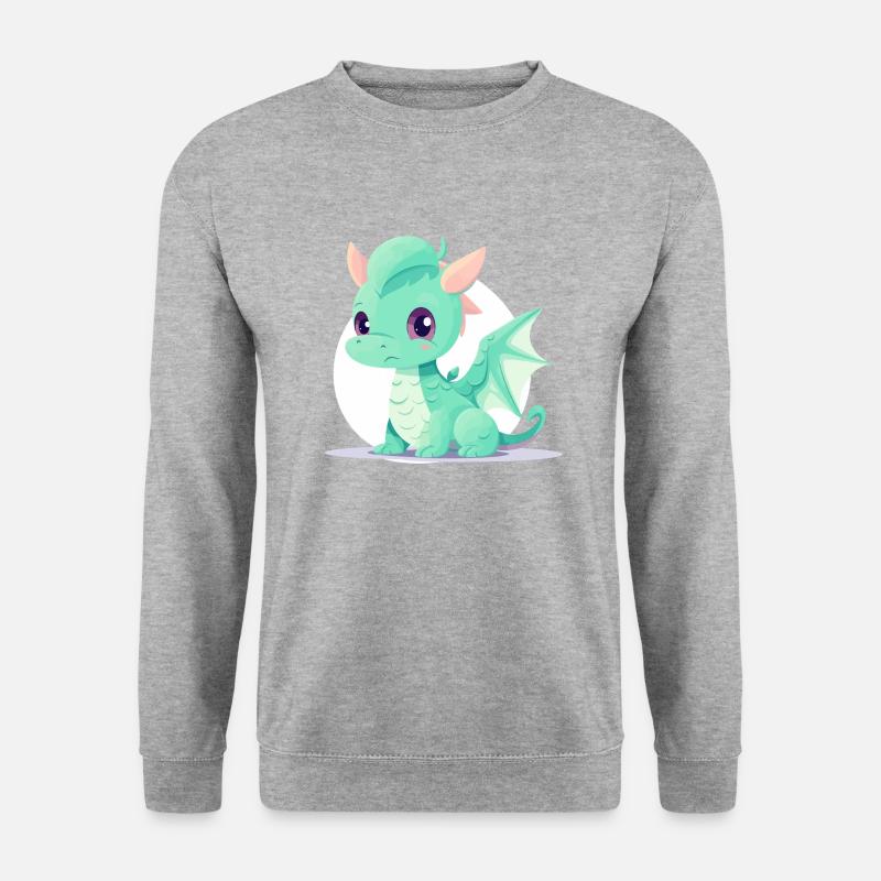 Baby Drache - Unisex Pullover - Weißgrau meliert