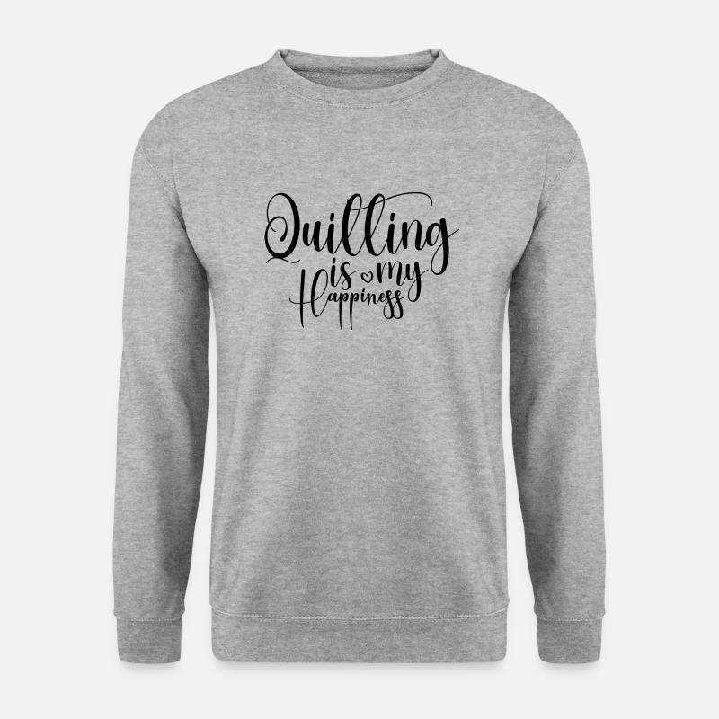 Quilting is my Happiness - Unisex Pullover - Weißgrau meliert