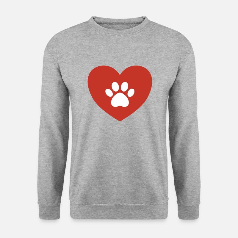 Pfote im Herz - Unisex Pullover - Weißgrau meliert