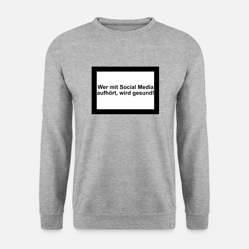 Wer mit Social Media aufhört, wird gesund - Unisex Pullover - Weißgrau meliert