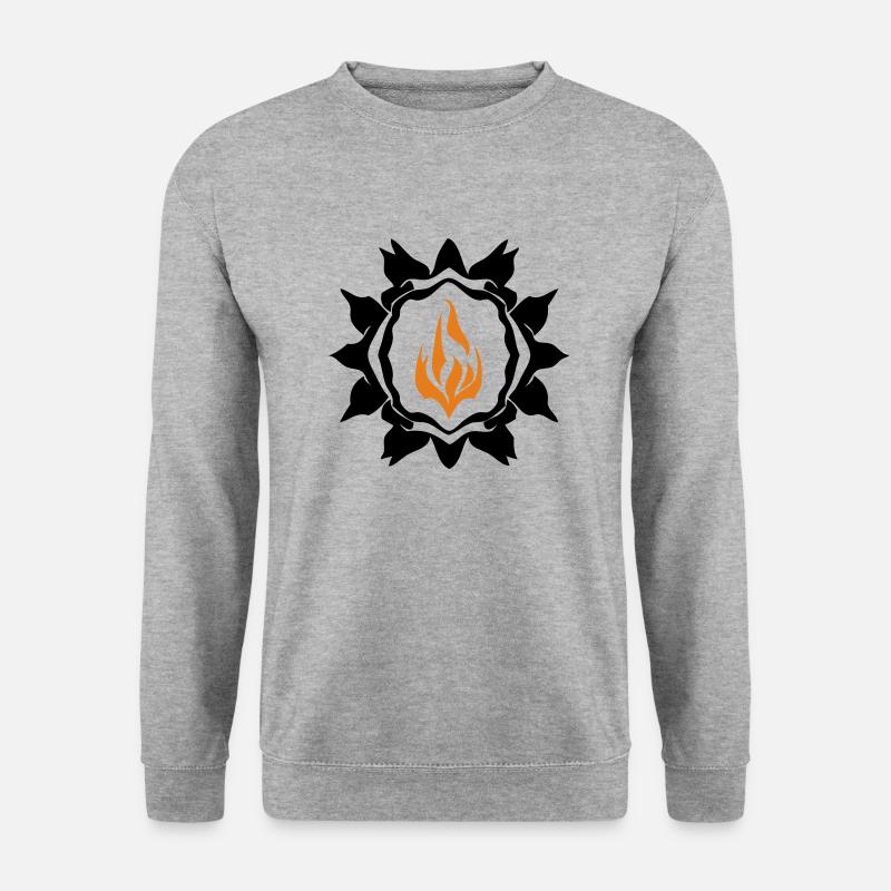Feuer-Rune - Unisex Pullover - Weißgrau meliert