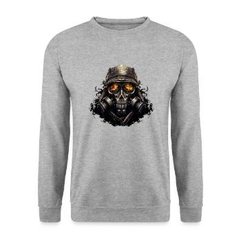 Gas Mask Soldier - Unisex Sweatshirt - salt & pepper - Front - Alina (178cm) & Michal (187cm)