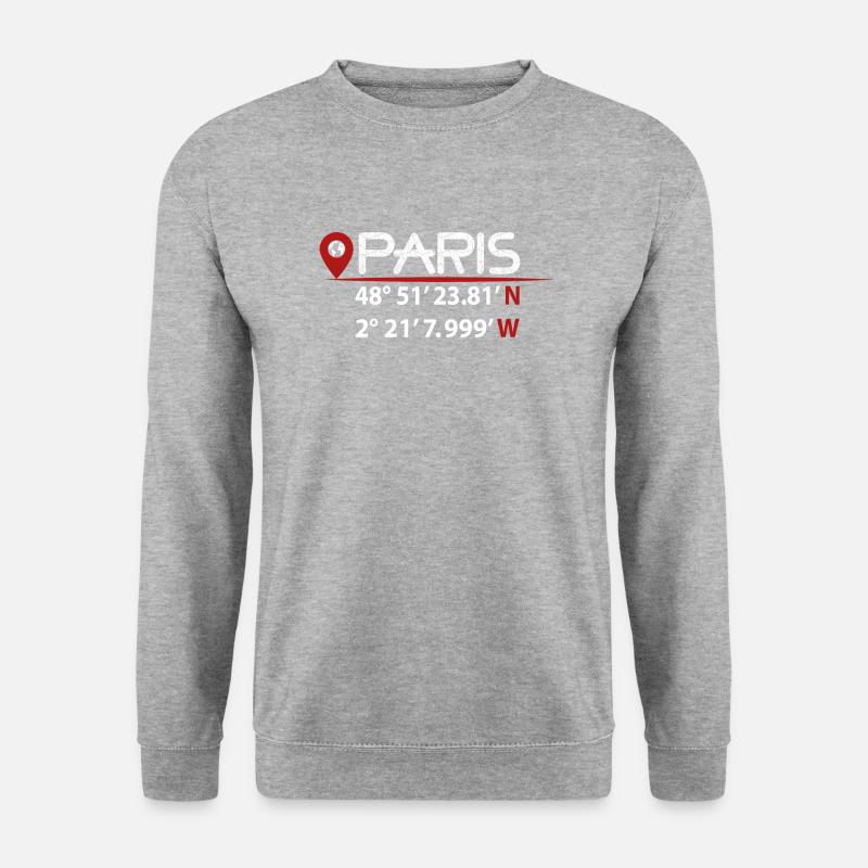 Coordonnées GPS de PARIS - Sweat-shirt Unisexe - gris chiné