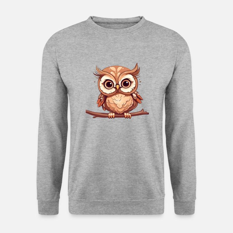 Kleine süße Eule - Unisex Pullover - Weißgrau meliert