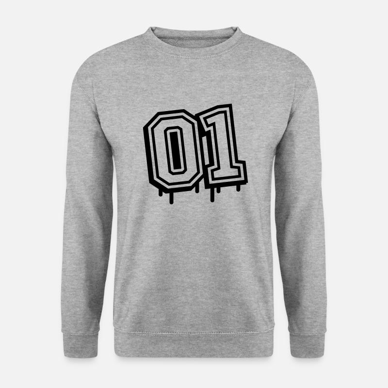 01 eins nummer - Unisex Pullover - Weißgrau meliert