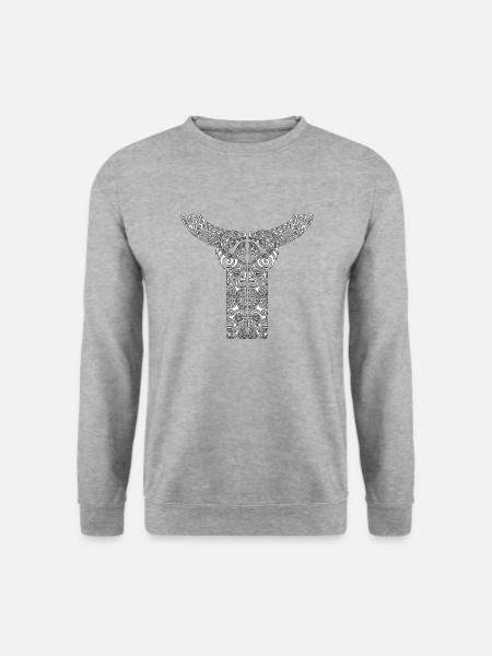 Maori Brustlogo 38 weiß - Unisex Pullover - Weißgrau meliert