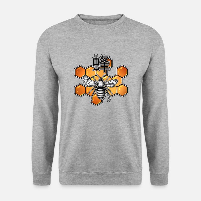 Kanji-Biene - Unisex Pullover - Weißgrau meliert