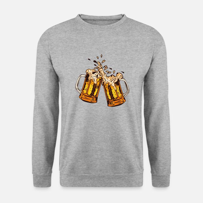 Biermousse Binouse Krug Glas Alkohol 17 B - Unisex Pullover - Weißgrau meliert