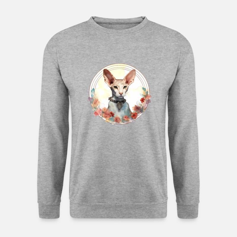 Cornish Rex Cat Boho Style, Koty miłosne - Bluza unisex - biało-szary melanż