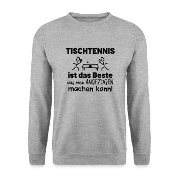 Lustiger Tischtennis Sprüche Sport - Unisex Pullover - Weißgrau meliert - Vorne - Alina (178cm) & Michal (187cm)