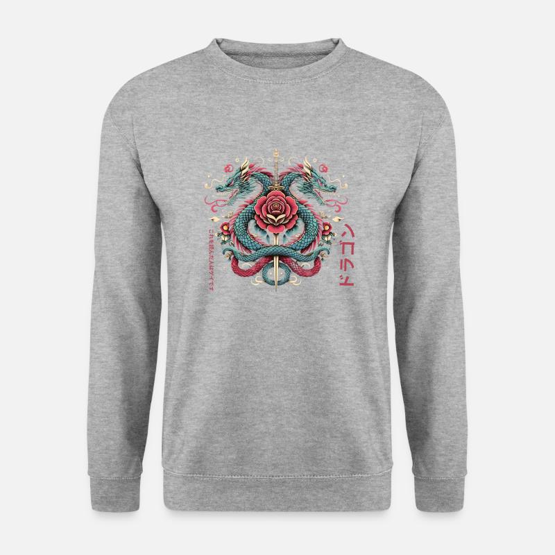 Drache - Unisex Pullover - Weißgrau meliert