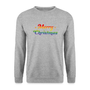 LGBTQI Regenbogen Merry Christmas Sternchen - Unisex Pullover - Weißgrau meliert - Vorne - Alina (178cm) & Michal (187cm)