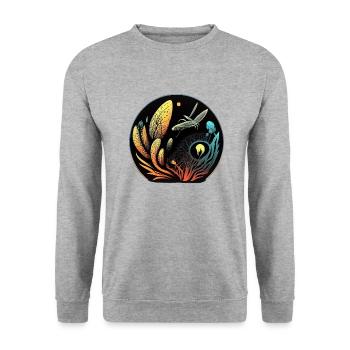 Biolumineszenz - Unisex Pullover - Weißgrau meliert - Vorne - Alina (178cm) & Michal (187cm)