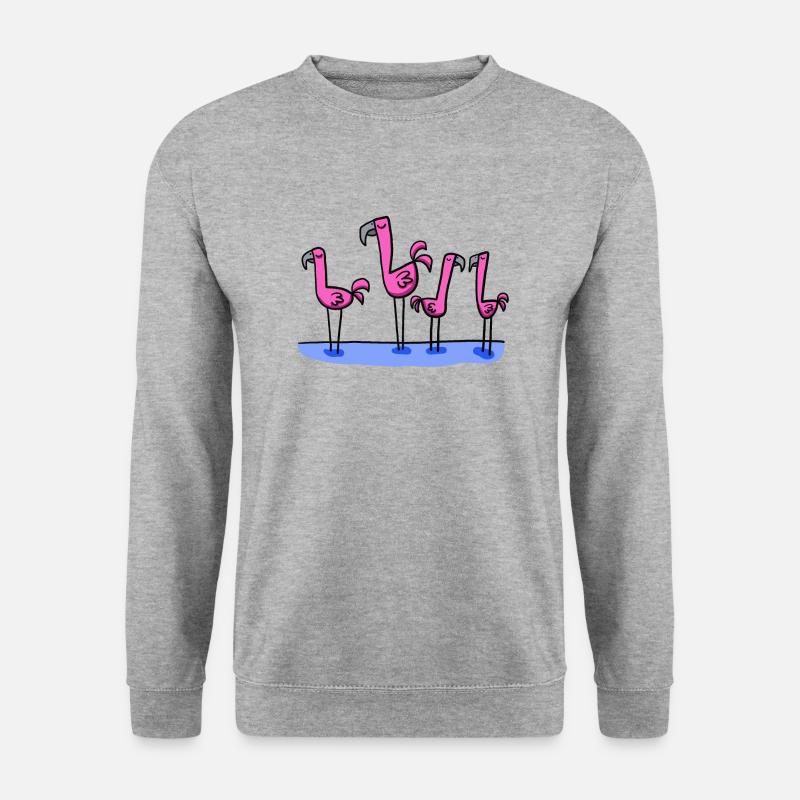 vier Flamingos - Unisex Pullover - Weißgrau meliert