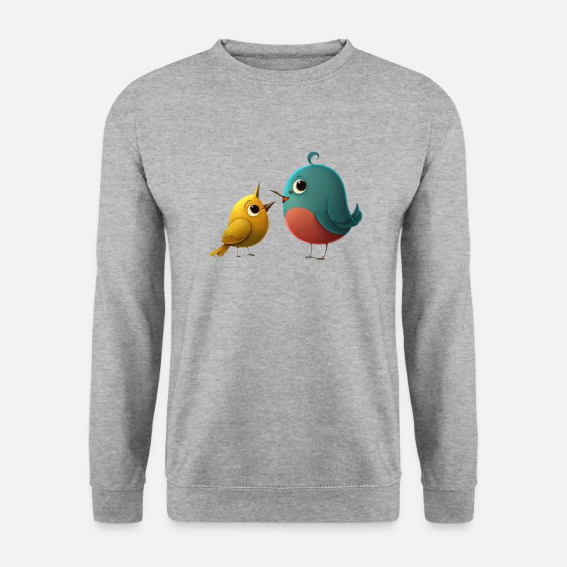 Süße Cartoon Vögel - Unisex Pullover - Weißgrau meliert