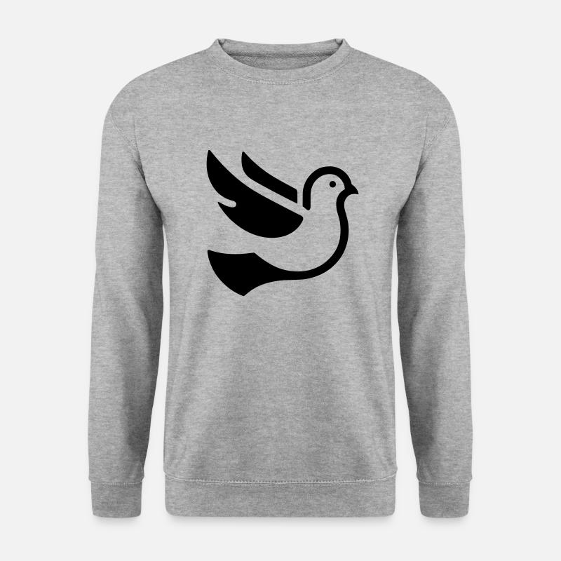 Friedenstaube fliegt als minimalistisches monochromes Design - Unisex Pullover - Weißgrau meliert