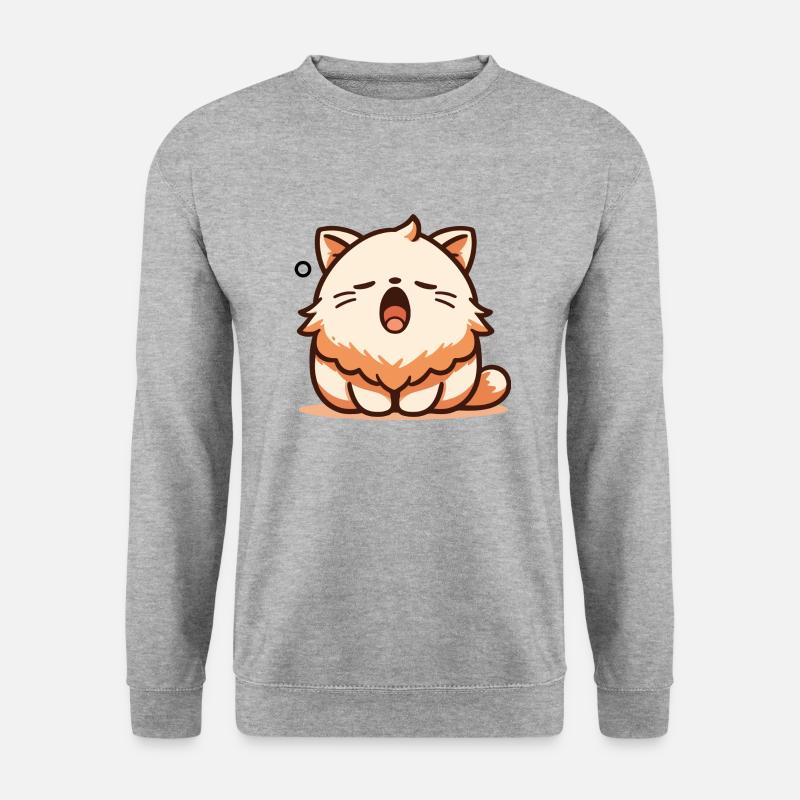 Schläfrige müde Katze - Unisex Pullover - Weißgrau meliert