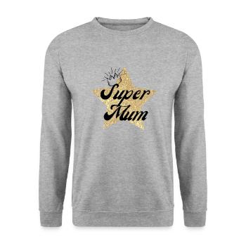 super mum - cadeau maman - Sweat-shirt Unisexe - gris chiné - Devant - Alina (178cm) & Michal (187cm)