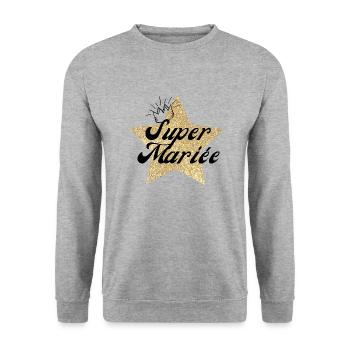 Super Star Bride - Brautgeschenk - Unisex Pullover - Weißgrau meliert - Vorne - Alina (178cm) & Michal (187cm)