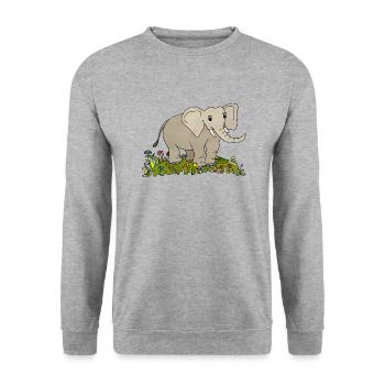 Elefant - Unisex Pullover - Weißgrau meliert - Vorne - Alina (178cm) & Michal (187cm)