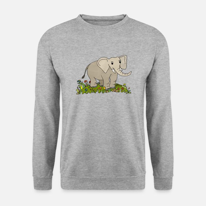Elefant - Unisex Pullover - Weißgrau meliert