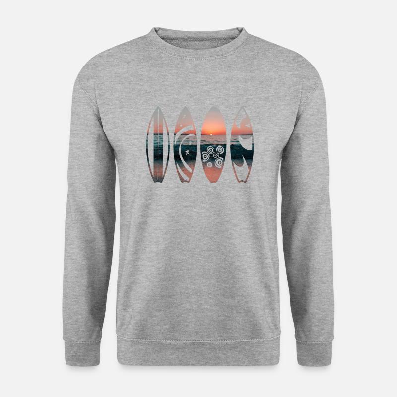 Sunset Surfbretter - Unisex Pullover - Weißgrau meliert