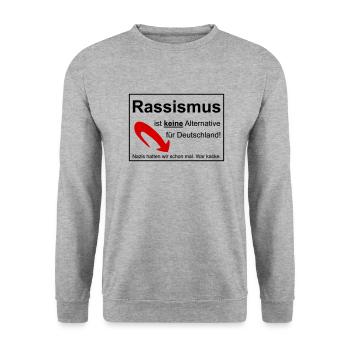 Gegen Rassismus - Unisex Pullover - Weißgrau meliert - Vorne - Alina (178cm) & Michal (187cm)