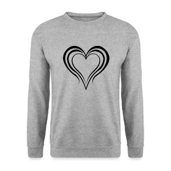 Herz, Liebe, Valentinstag, Symbol - Unisex Pullover - Weißgrau meliert - Vorne - Alina (178cm) & Michal (187cm)