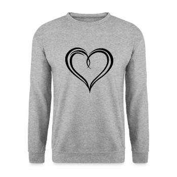 Herz - Unisex Pullover - Weißgrau meliert - Vorne - Alina (178cm) & Michal (187cm)