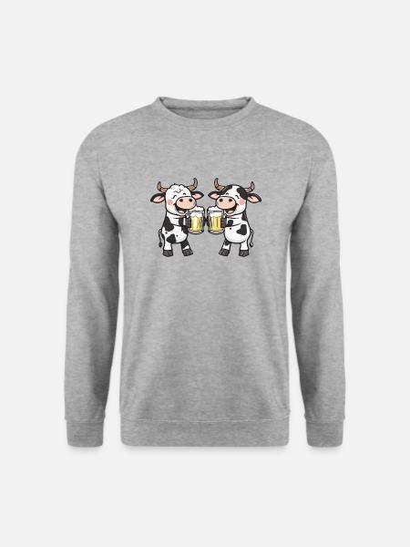 Cow Comic Beer Funny Booze - Unisex Sweatshirt - salt & pepper