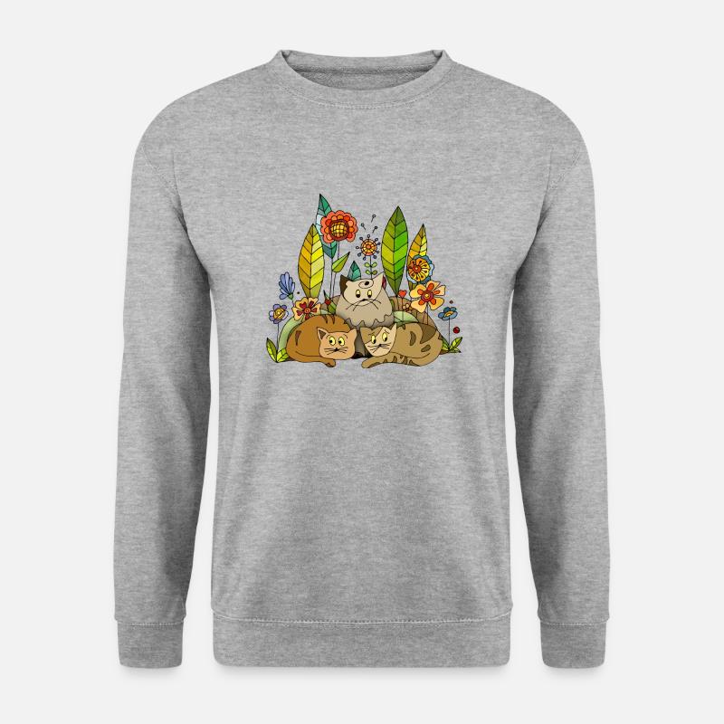 Katzen - Unisex Pullover - Weißgrau meliert