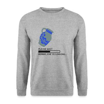 Bembel EXE Loading - Unisex Pullover - Weißgrau meliert - Vorne - Alina (178cm) & Michal (187cm)