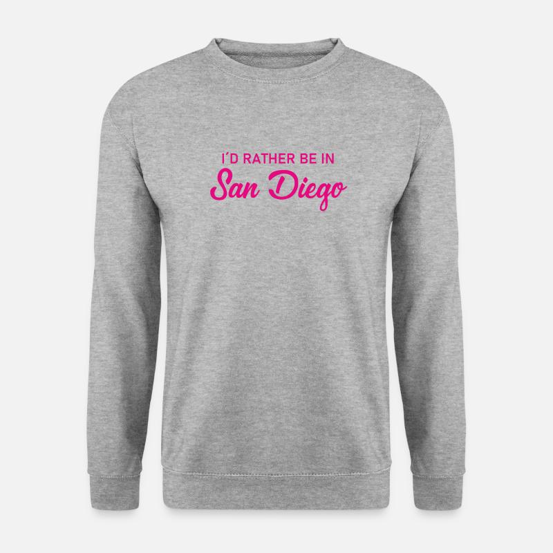 I´d rather be in San Diego - California - America - Unisex Pullover - Weißgrau meliert