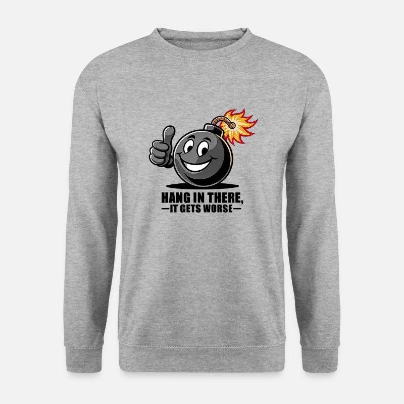 Bleiben Sie dran - Unisex Pullover - Weißgrau meliert