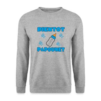 BIENTOT PAPOUNET - Sweat-shirt Unisexe - gris chiné - Devant - Alina (178cm) & Michal (187cm)