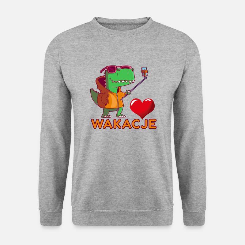 Dinosaurier im Urlaub - Unisex Pullover - Weißgrau meliert
