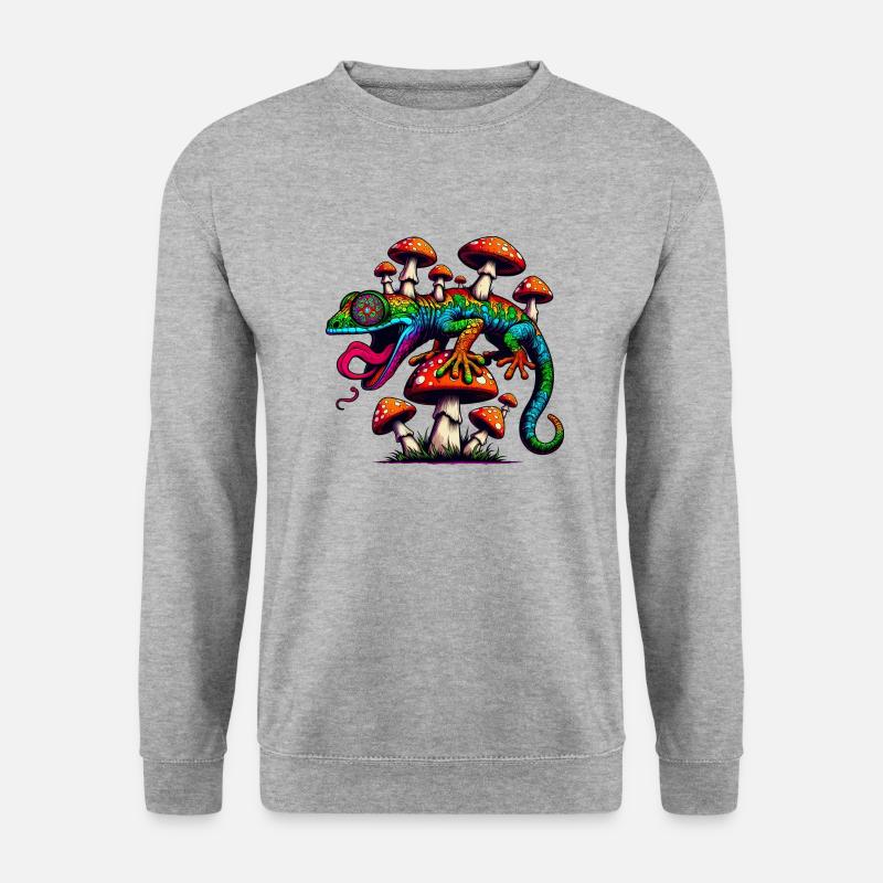 Psychedelic Magic Gecko - Unisex Pullover - Weißgrau meliert