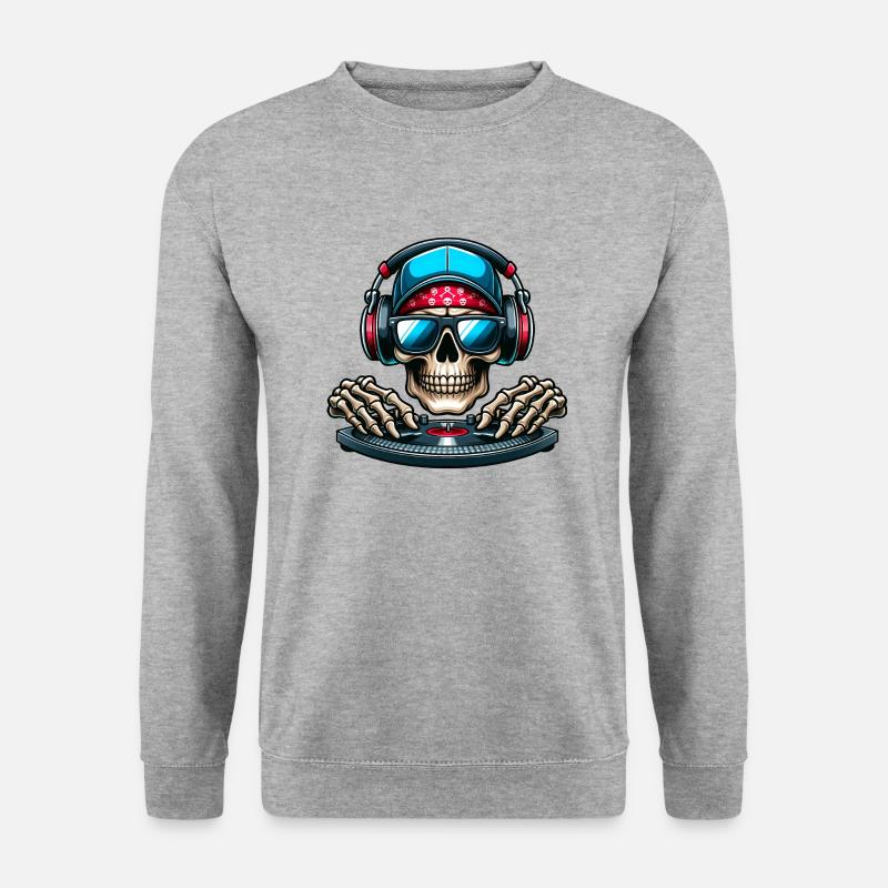 Skull DJ - Unisex Pullover - Weißgrau meliert