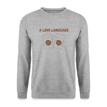 A LOVE LANGUAGE - Unisex Pullover - Weißgrau meliert - Vorne - Alina (178cm) & Michal (187cm)