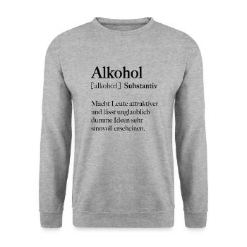 Alkohol - Unisex Pullover - Weißgrau meliert - Vorne - Alina (178cm) & Michal (187cm)