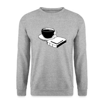 Café Petit-déjeuner - Sweat-shirt Unisexe - gris chiné - Devant - Alina (178cm) & Michal (187cm)