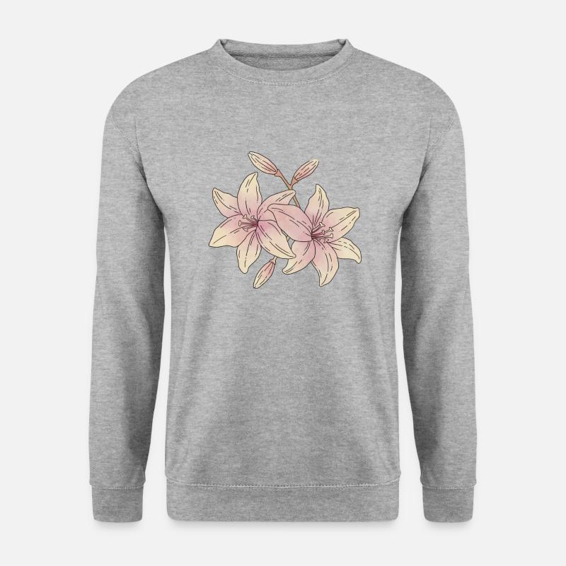 Lilien Blumen - Unisex Pullover - Weißgrau meliert