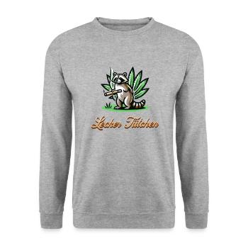 Waschbär Geschenkidee - Unisex Pullover - Weißgrau meliert - Vorne - Alina (178cm) & Michal (187cm)