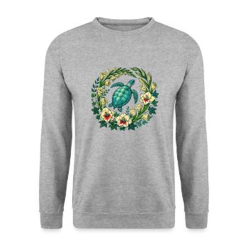 Meeresschildkröte - Unisex Pullover - Weißgrau meliert - Vorne - Alina (178cm) & Michal (187cm)