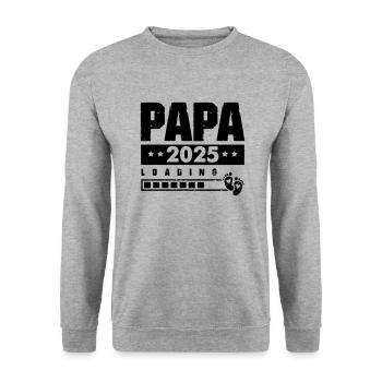 papa 2025 loading - Unisex Pullover - Weißgrau meliert - Vorne - Alina (178cm) & Michal (187cm)