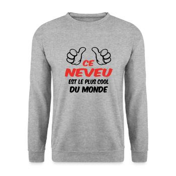 BESTER NEFFE - Unisex Pullover - Weißgrau meliert - Vorne - Alina (178cm) & Michal (187cm)