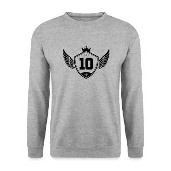 10 wappen krone - Unisex Pullover - Weißgrau meliert - Vorne - Alina (178cm) & Michal (187cm)