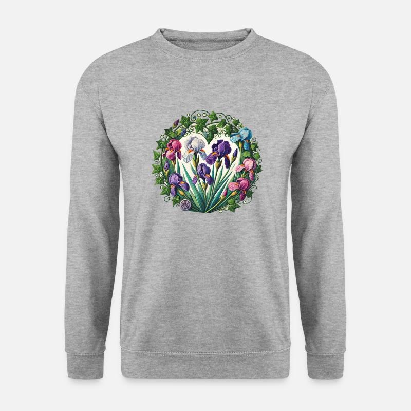 Schwertlilien - Unisex Pullover - Weißgrau meliert