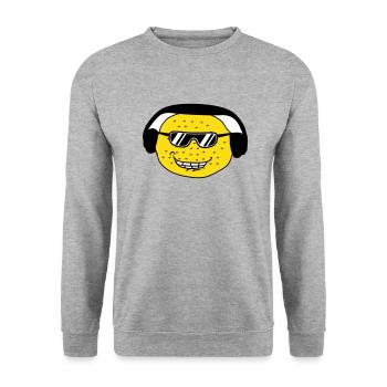 Funny DJ Party Lemon Fruit Music Fun Face - Unisex Sweatshirt - salt & pepper - Front - Alina (178cm) & Michal (187cm)